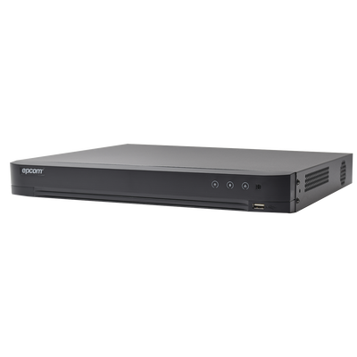 DVR 4 Megapixel / 16 Canales TURBOHD + 8 Canales IP / 1 Bahía de Disco Duro / 16 Canales de Audio / Audio por Coaxitron / Evita Falsas Alarmas