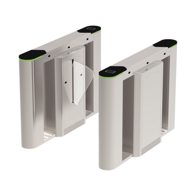 Puerta de cortesía tipo FLAP bidireccional / 30 personas por minuto / Acabado de Lujo / Apertura en 1 segundo / Acero inoxidable / Indicadores LED / Alarma por acceso denegado