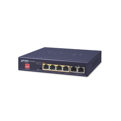Switch PoE+ / 4 Puertos Gigabit 802.3at / 2 Puertos Uplink / 65W Total / 820 pies Extensión