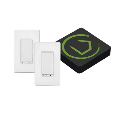 Kit Controlador Inteligente / Z-Wave 26-30 ft / Zigbee / Shelly / Lutron / 2 Apagadores On/Off / 3.3x3.3x0.5 in