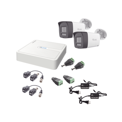 Kit de Videovigilancia TurboHD / DVR 4 Canales / 2 Cámaras Bala 2 Megapixel / Dual Light 20 m (65.6 ft) + IR 30 m (98.4 ft) / Audio Bidireccional / Exterior IP67