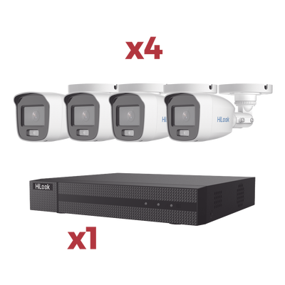 Kit DVR 4 Canales + 1 IP / TurboHD 2 Megapixel / ColorVu Lite / Coaxitron / 4 Cámaras Bala