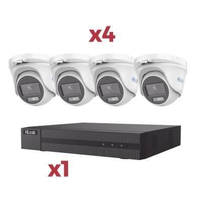Kit DVR TurboHD / 4 Canales + 1 IP / 2 Megapixel (1080p Lite) / ColorVu Lite / Audio por Coaxitron / 4 Cámaras Turret Metálicas