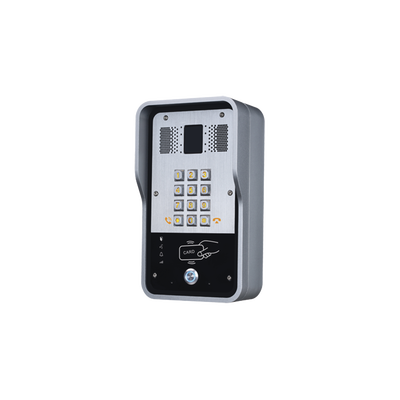 Audio Portero IP  2 líneas SIP con relevador integrado, Lector RFID para acceso por clave numérica, tarjeta o llamada remota, PoE