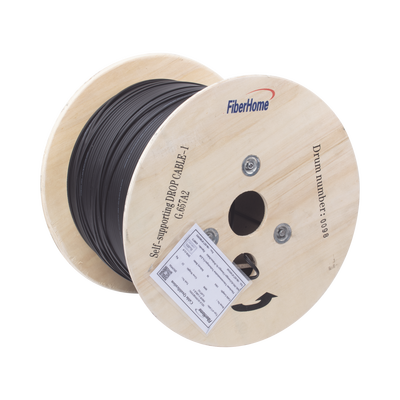 Carrete de Fibra Óptica Aérea / Drop Figura 8 / G.657A2 / Monomodo 1 Hilo / LSZH / 1 km (3281 ft) / Span 80