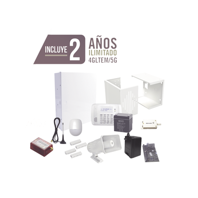 Kit de Alarma / Comunicación 4GLTEM-5G / 40 Zonas Inalámbricas / 250 Eventos / 3 Particiones