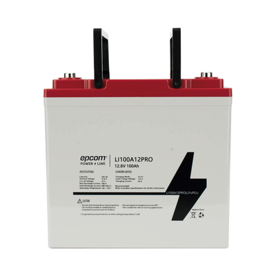 Batería LiFePO4 Ciclo Profundo / 12.8 Vcc / 100 Ah / Descarga 100 A / 3500 Ciclos / Rango -20°C a +60°C / Carga CC/CV 14.4 Vcc