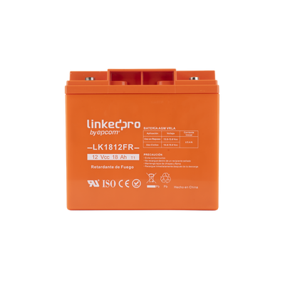 Batería 12 V / 18 Ah / UL / Tecnología AGM / Vida útil promedio de 5 años / Retardante a la Flama / Para uso en equipo electrónico, Alarmas de Intrusión / Incendio/ Control de acceso / Video Vigilancia / TermInale