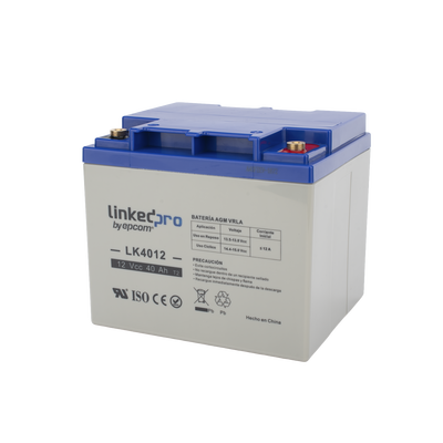 Batería 12 V / 40 Ah / UL / Tecnología AGM / Para uso en equipo electrónico, Alarmas de Intrusión / Incendio/ Control de acceso / Video Vigilancia / Terminales T2