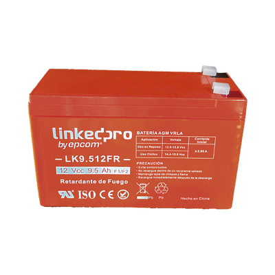 Batería 12 V / 9.5 Ah / UL / Tecnología AGM-VRLA / Vida útil promedio de 5 años / Retardante a la Flama /  Uso en equipo electrónico, Alarmas de Intrusión / Incendio/ Control de acceso / Video Vigilancia / Termina
