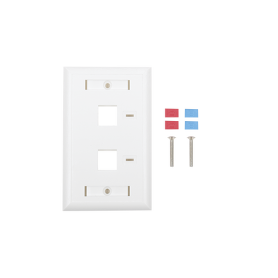 Placa de Pared Keystone / 2 Puertos / Vertical / Policarbonato Retardante de Flama / Espacio para Etiqueta