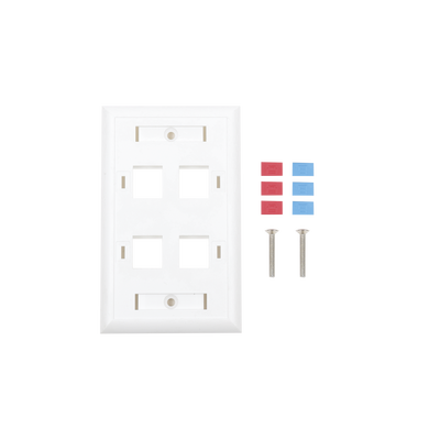 Placa de Pared Keystone / 4 Puertos / Espacio para Etiqueta / UL 94V-0 / 70 x 115mm (2.75' x 4.52')