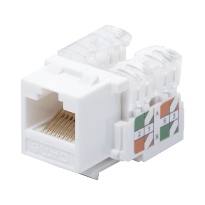 Módulo Jack Keystone / Cat6 / Clase E / Terminación 110 Punchdown / RJ45 / Sin Blindaje / Color Blanco