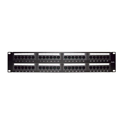 Panel de Parcheo de Impacto / 48 Puertos / Cat5e / 19 Pulgadas (48.26 cm) / 2U / T568A/T568B / Barra Organizadora