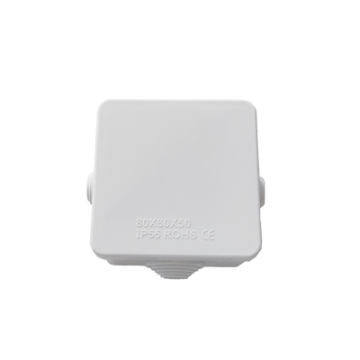 Caja de Derivación IP / IP55 / IK07 / 4 Entradas / 80 x 80 x 50 mm (3.15 x 3.15 x 1.97 in) / ABS Antiflama