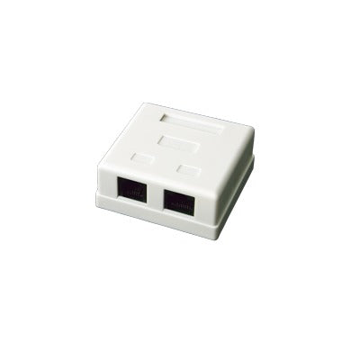 Caja de Pared / 2 Puertos / Cat5e / UTP / Superficial / T568A/T568B / 0 a 70°C