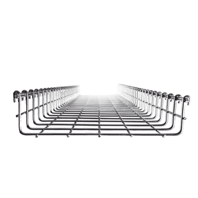 Charola Tipo Malla / Ancho 250 mm (9.8 in) / Peralte 66 mm / Tramo 3 m (9.8 ft) / Electro Zinc 15-20 micras / Capacidad 263 Cables Cat6