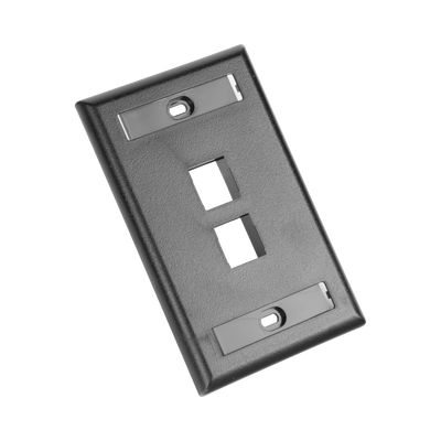 Placa de Pared Vertical / 2 Puertos Keystone / Diseño Plano / 69.8 x 114.3 mm (2.75 x 4.5 pulg.) / Etiquetas Integradas / Color Negro