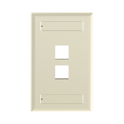 Placa de Pared Vertical / 2 Puertos Keystone / Diseño Plano / 69.8 x 114.3 mm / 2.75 x 4.5 pulg. / Color Marfil