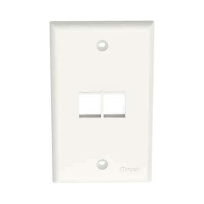 Placa de Pared Vertical / 2 Puertos Keystone / Diseño Plano / 69.8 x 114.3 mm / Blanco Mate