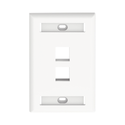 Placa de Pared Vertical / 2 Puertos Keystone / 69.8 x 114.3 mm / 2.75 x 4.5 pulg. / Con Espacios para Etiquetas / Color Blanco