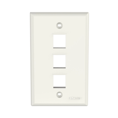 Placa de Pared Vertical / 3 Puertos Keystone / ABS / Blanco Mate / 2.75 x 4.5 pulg.