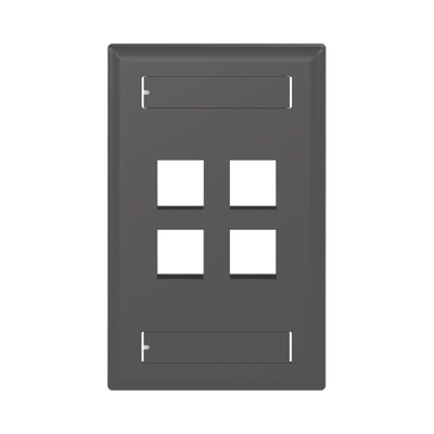 Placa de Pared Vertical / 4 Puertos Keystone / Montaje Vertical / 69.8 x 114.3 mm (2.75 x 4.5 pulg.) / ABS Negro / RoHS