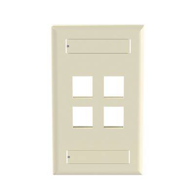 Placa de Pared Vertical / 4 Puertos Keystone / ABS / 69.8 x 114.3 mm / 2.75 x 4.5 pulg. / Marfil