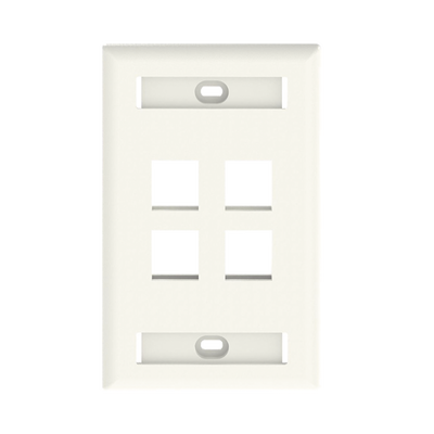 Placa de Pared Vertical / 4 Puertos Keystone / 69.8 x 114.3 mm / 2.75 x 4.5 pulg. / Con Espacios para Etiquetas / Color Marfil