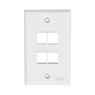 Placa de Pared Vertical / 4 Puertos Keystone / Montaje Vertical / 69.8 x 114.3 mm / 2.75 x 4.5 pulg. / ABS / Blanco