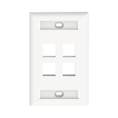 Placa de Pared Vertical / 4 Puertos Keystone / 69.8 x 114.3 mm / 2.75 x 4.5 pulg. / Con Etiquetas / Blanco