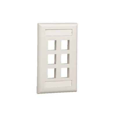 Placa de Pared Vertical / 6 Puertos Keystone / ABS / 69.8 x 114.3 mm / 2.75 x 4.5 pulg. / RoHS / Blanco