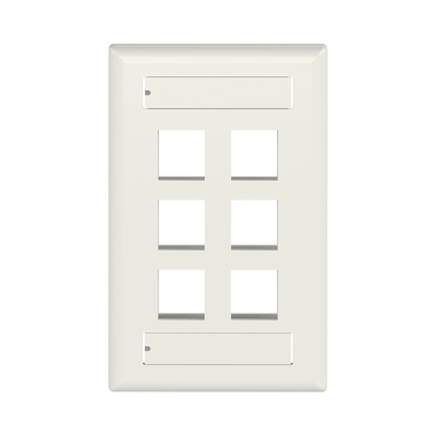 Placa de Pared Vertical / 6 Puertos Keystone / Blanco Mate / 2.75 x 4.5 pulg.