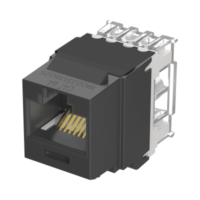 Conector Keystone / Cat 6A / 8P8C / UTP / 22-26 AWG / T568A/B / 50 μin Oro / Negro