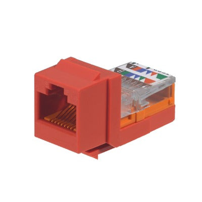 Módulo Jack Keystone / Cat 5e / UTP / 22-24 AWG / RJ45 / Leadframe / PoE / Rojo