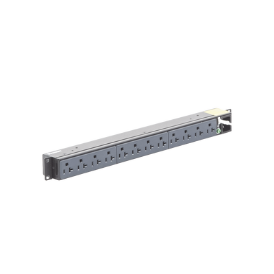 PDU Básico para Rack / 12 Contactos NEMA 5-20R / Entrada NEMA 5-15P / 15A / 120 Vca / Montaje Horizontal 1U / 19 in