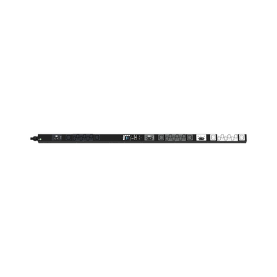 PDU Monitoreable / 24 Salidas (18 C13 + 6 C19) / Entrada NEMA L21-30P / 208 Vca / 30 A / Monitoreo de Energía y Ambiente / Pantalla OLED / Vertical