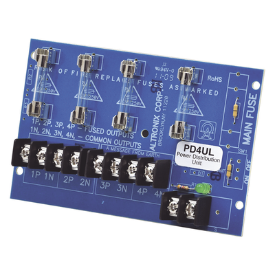 Módulo de Distribución de Energía / 4 Salidas Protegidas / 12-24 Vcc 10 A / 24-28 Vca 12 A / Fusibles 3.5 A