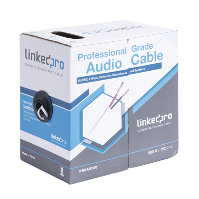 Cable de Audio Profesional / 2 Conductores / Calibre 18 / Bobina 152 m (500 ft) / FRNC / -20°C a 60°C