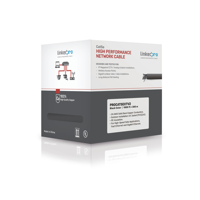 Bobina de cable / Cat5e / FTP blindado / 305 m (1000 ft) / Exterior UV / PoE larga distancia / UL CMX