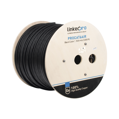 Cable FTP Cat6+ / 23 AWG / 305 m (1000 pies) / Con mensajero de acero / Exterior UV / PoE
