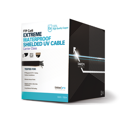 Bobina Cat6+ / 152.5m (500ft) / Calibre 23 / FTP Blindado / Exterior CMX UV / UL