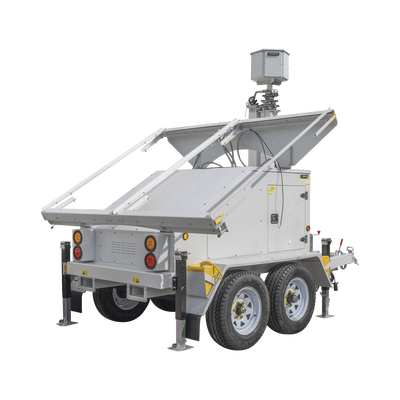Traila Móvil / Mástil Retráctil 7.5 m (24.6 ft) / Doble Eje / Paneles Solares y Baterías / Generador / Clima Adverso