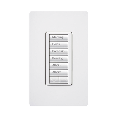 Teclado de Pared Híbrido / 6 Botones Programables / 2 Botones Subir/Bajar / Control de Iluminación y Cortinas / Instalación en Interruptor Estándar