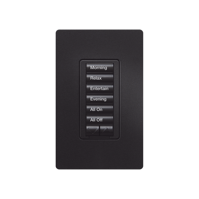 Teclado de pared / 6 botones programables / 2 botones subir-bajar / Retroiluminado / RadioRA 2 / Color negro