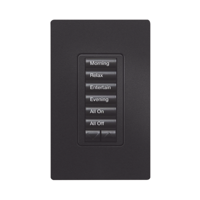 Teclado de pared / 6 botones sube/baja / Retroiluminado / RadioRA 2 inalámbrico / Negro mate