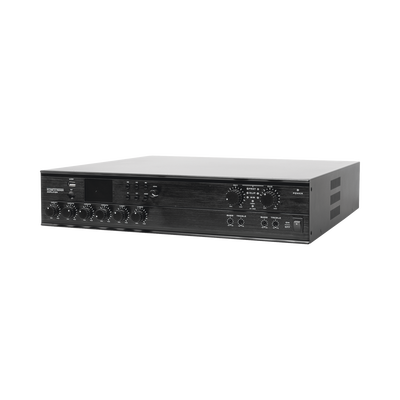 Amplificador Mezclador Matricial / 2 zonas / 240W por canal / 6 entradas / Bluetooth USB SD FM / 4 entradas mic con phantom / 100V y 4-16Ω / 787 pies de cobertura