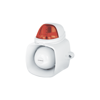 Sirena Estroboscópica Autónoma / 115 dB / IP65 / 12 Vcd / Audio MP3/WAV / Megafonía 20 W / Doble Entrada de Alarma
