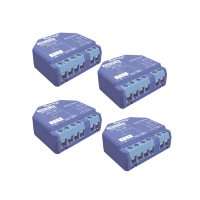 Kit de relevadores inalámbricos inteligentes / 16A / 110-230V AC / 12-48V DC / WiFi 2.4GHz + Bluetooth / 4 piezas / 1.34x1.42x0.63 pulgadas