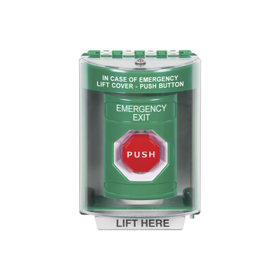 Botón de Salida de Emergencia / Cubierta de Policarbonato Súper Resistente de Superficie con Espaciador  / Temporizador Ajustable Neumático